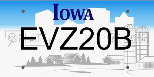 EVZ20B Iowa License Plate