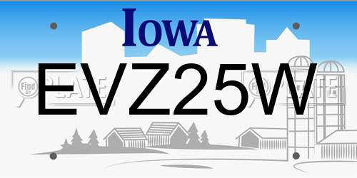 EVZ25W Iowa License Plate