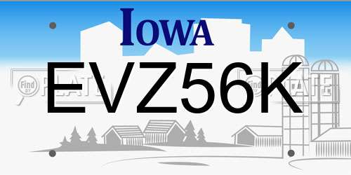 EVZ56K Iowa License Plate