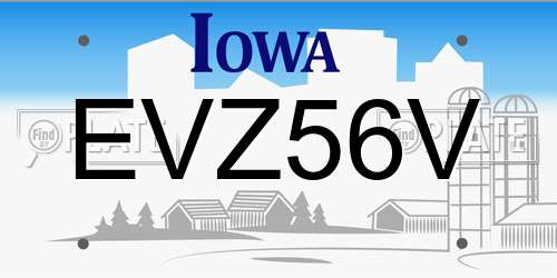 EVZ56V Iowa License Plate