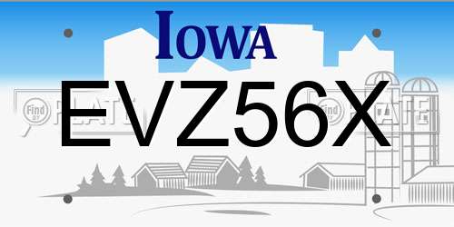 EVZ56X Iowa License Plate