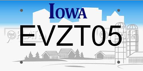 EVZT05 Iowa License Plate