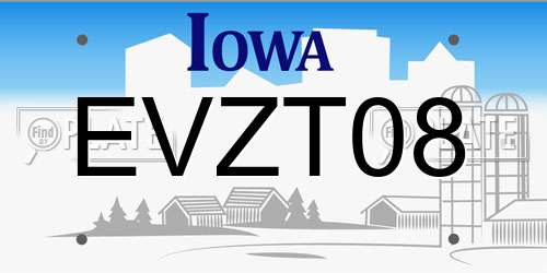 EVZT08 Iowa License Plate