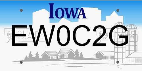 EW0C2G Iowa License Plate