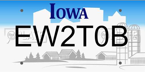 EW2T0B Iowa License Plate