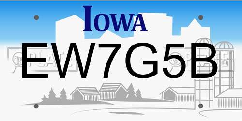 EW7G5B Iowa License Plate