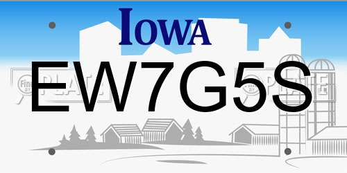 EW7G5S Iowa License Plate