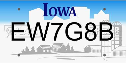 EW7G8B Iowa License Plate