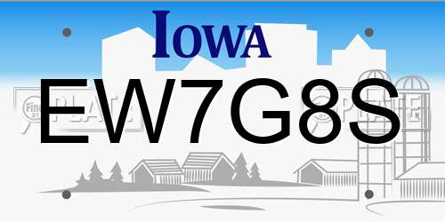EW7G8S Iowa License Plate