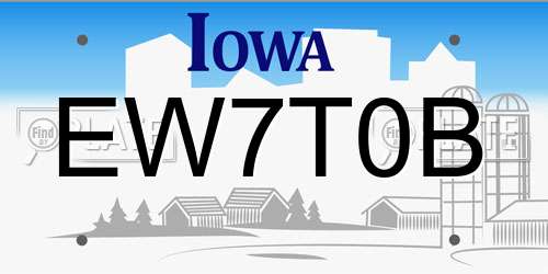 EW7T0B Iowa License Plate