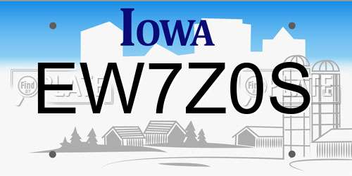 EW7Z0S Iowa License Plate
