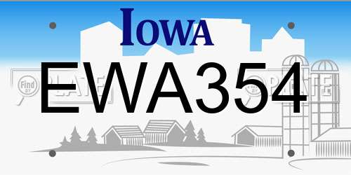 EWA354 Iowa License Plate