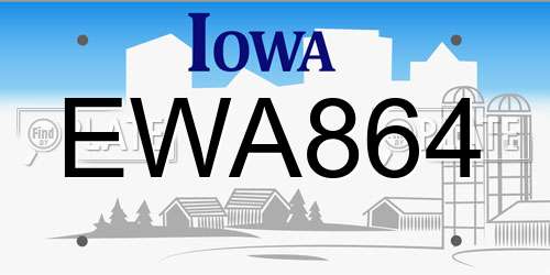 EWA864 Iowa License Plate