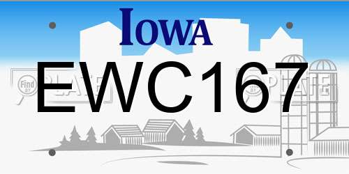 EWC167 Iowa License Plate
