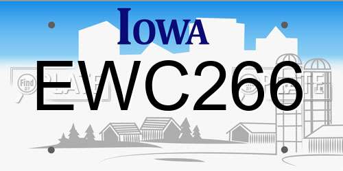 EWC266 Iowa License Plate