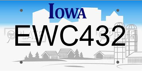 EWC432 Iowa License Plate