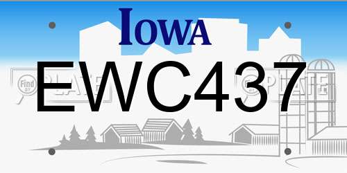 EWC437 Iowa License Plate