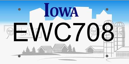 EWC708 Iowa License Plate