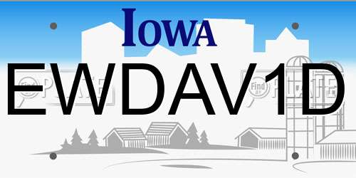 EWDAV1D Iowa License Plate