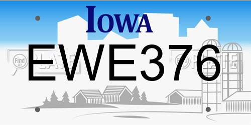 EWE376 Iowa License Plate
