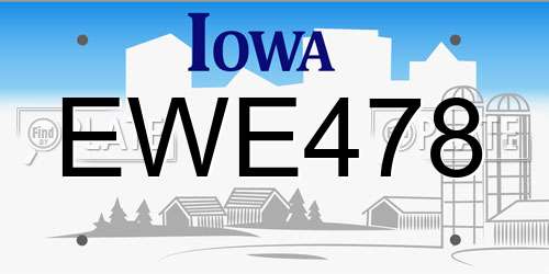 EWE478 Iowa License Plate