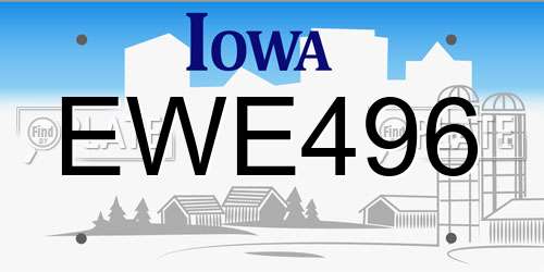 EWE496 Iowa License Plate