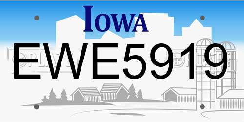 EWE5919 Iowa License Plate
