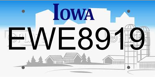 EWE8919 Iowa License Plate