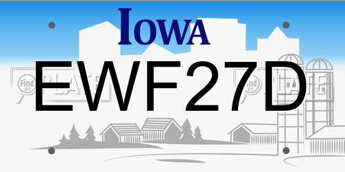 EWF27D Iowa License Plate