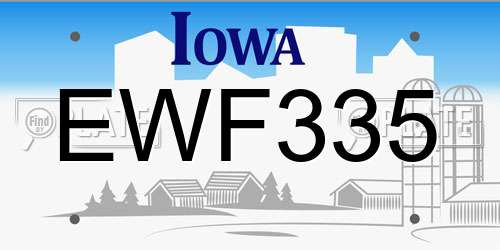 EWF335 Iowa License Plate