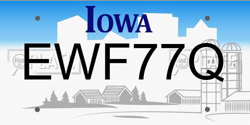 EWF77Q Iowa License Plate