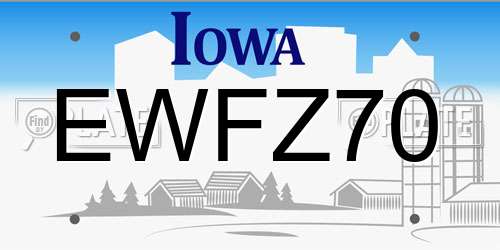 EWFZ70 Iowa License Plate