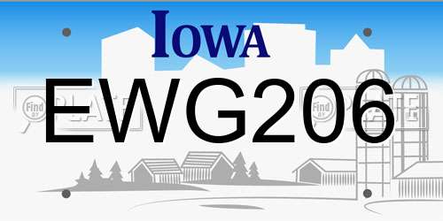 EWG206 Iowa License Plate