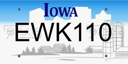 EWK110 Iowa License Plate