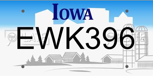 EWK396 Iowa License Plate