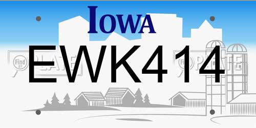 EWK414 Iowa License Plate