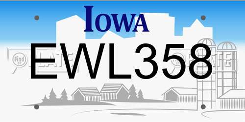 EWL358 Iowa License Plate