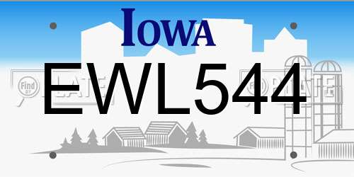 EWL544 Iowa License Plate
