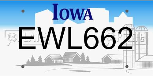 EWL662 Iowa License Plate