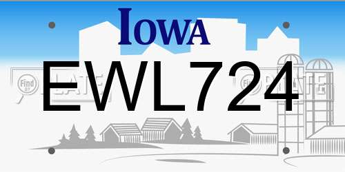 EWL724 Iowa License Plate