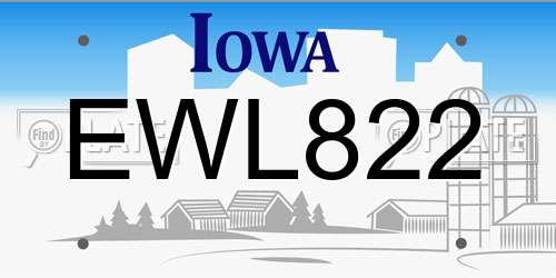 EWL822 Iowa License Plate