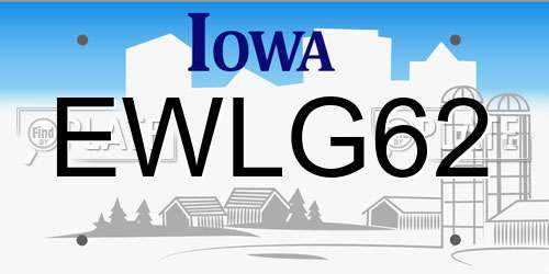 EWLG62 Iowa License Plate