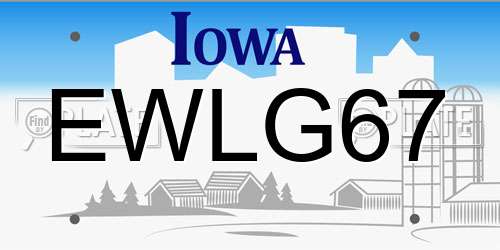 EWLG67 Iowa License Plate