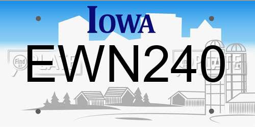 EWN240 Iowa License Plate