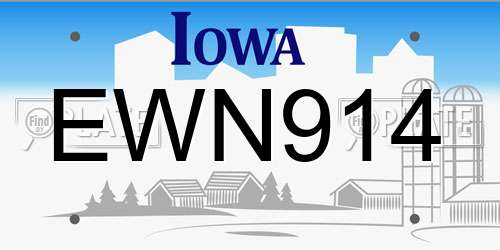 EWN914 Iowa License Plate