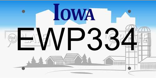 EWP334 Iowa License Plate