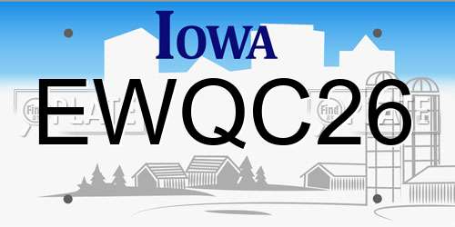 EWQC26 Iowa License Plate