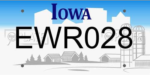 EWR028 Iowa License Plate