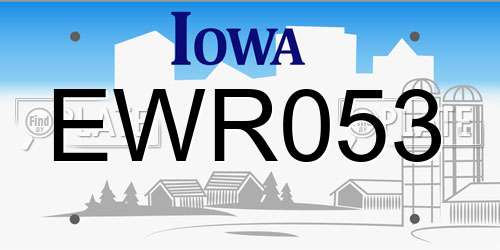 EWR053 Iowa License Plate