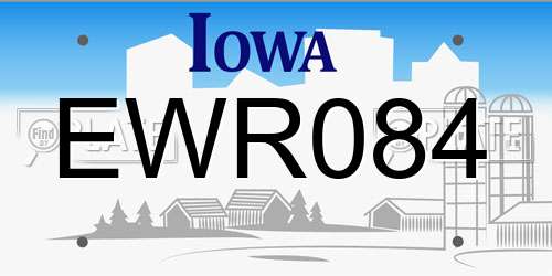 EWR084 Iowa License Plate